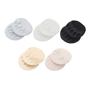 5 Pairs Toeless Toe Socks Cushion Half Socks for Women High Heels Sandals Invisible Foot Pads with and Relief Skin White Gray