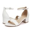 Women's Open Toe Ankle Strap Low Block Chunky Heels Sandals