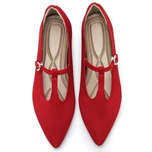 Women's Flats Shoes Comfortable Slip On Shoes Classic Dressy Pointed Toe Bow Knit Ballet Flat