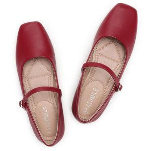 Mary Jane Shoes Women Ballet Flats Shoes for Women Slip on Comfortable Dressy Adjustable Strap for Work Office Business Casual