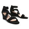Women's Elastic Ankle Strap Low Wedge Sandals