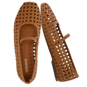 Weavy Squared Toe Woven Ballet Flats Shoes for Women with Memory Foam | Comfortable Mary Jane Flats for Women with Breathable